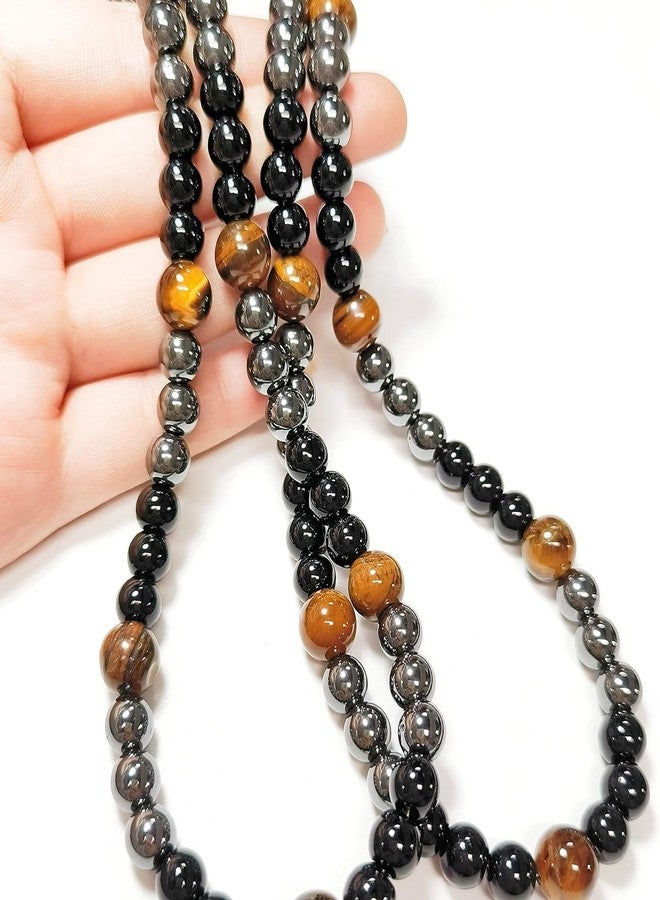 ULVEOL Triple Protection Necklace With Genuine Stone Tiger Eye Black Obsidian and Hematite - Bad Energy Protection Beads Crystal Necklace for Men and Women - Anxiety Relief Items for Teens - Image 4